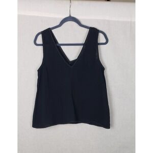 Calme Drape Tank Top Womens Dark Navy M 100% Cotton Casual Lightweight Spring